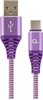 Picture of Gembird USB Male - USB Type C Male Premium cotton braided 1m Purple/White