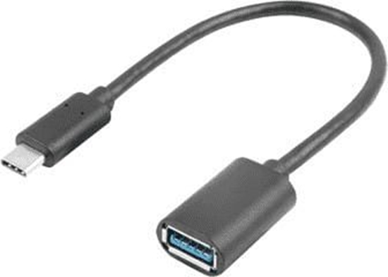 Picture of Lanberg Adapter Cable USB-C(M) 3.1 -> USB-A(F) 15 cm, Black | AD-UC-UA-04