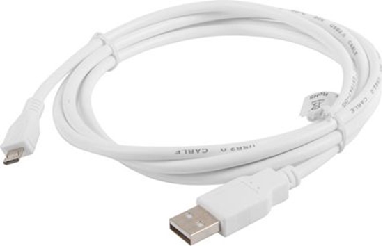Изображение Kabel USB Lanberg USB-A - microUSB 1 m Biay (CA-USBM-10CC-0010-W)