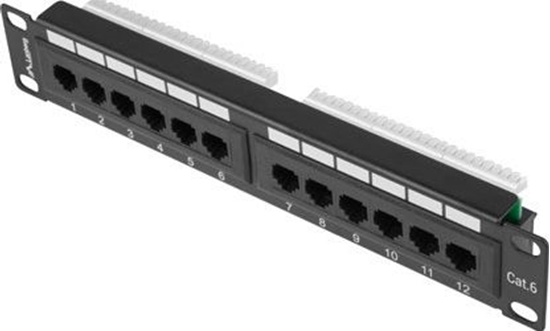 Picture of Lanberg Patchpanel 12-Port 1U 10" Cat. 6 UTP schwarz