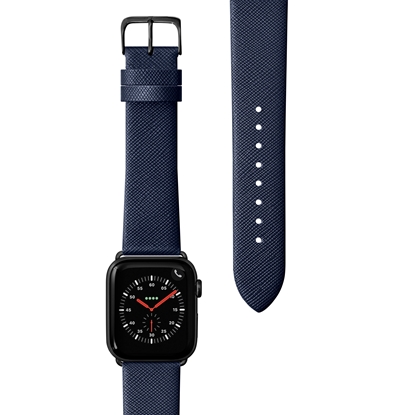 Изображение LAUT PRESTIGE, Watch Strap for Apple Watch, 42/44mm, Indigo, Genuine Leather; Stainless Steel Buckle and Connectors