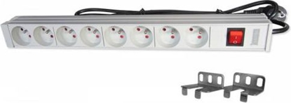 Изображение Listwa zasilająca PDU 19" RACK 8xTyp E, 1.8m 1xSchuko, 16A, wł./wył., aluminiowa