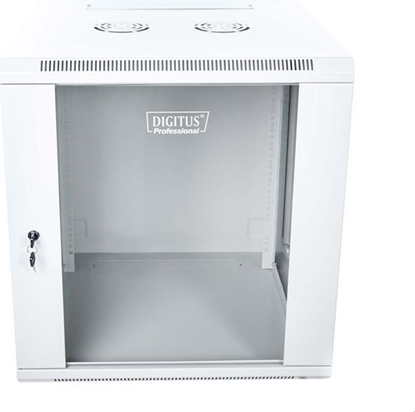 Изображение Szafa wisząca jednosekcyjna 19 12U 635/600/600mm, drzwi szklane, szara (RAL 7035), zmontowana