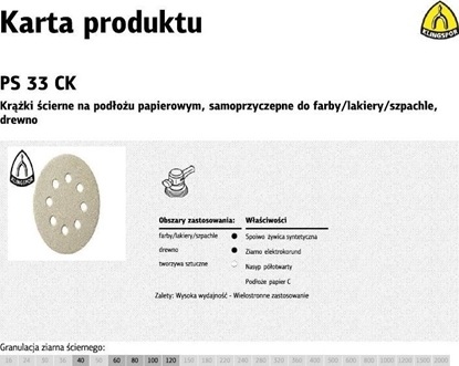 Attēls no Klingspor 1x100 Klingspor PS 33 CK Sand paper velcro 125 Grain 100 GLS 5
