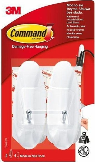 Picture of 3M Wieszaki Z Metalowym Uchwytem 2szt Wielokrotnego Uytku Biae 17068 3M Command