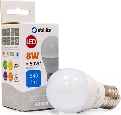 Picture of Abilite ARÓWKA LED ABILITE KULKA MLECZNA B.NEUTRALNA E27 8W/230V 640LM G455