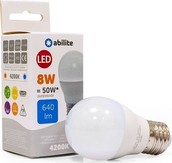 Picture of Abilite ARÓWKA LED ABILITE KULKA MLECZNA B.NEUTRALNA E27 8W/230V 640LM G455