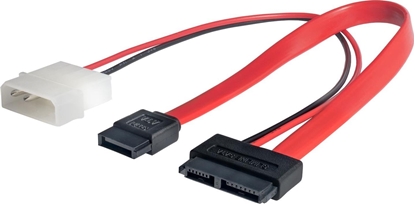 Изображение Akyga SATA - SATA Slimline + Molex, 0.2m, Czerwony (AK-CA-45)