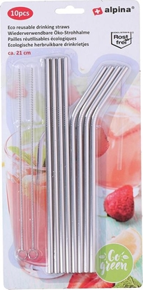 Изображение Alpina Alpina - ekologiczne somki metalowe wielokreotnego uytku w zestawie ze szczoteczkami do czyszczenia (8+2 szt.)