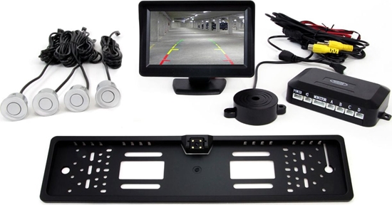 Picture of AMiO 01554 Zestaw czujników 4 sensory srebrne TFT 4,3 z kamer 402 w ramce rejestracji