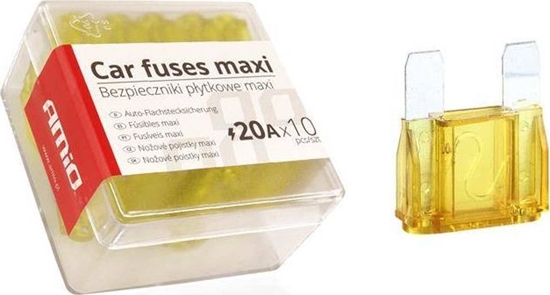 Изображение AMiO Bezpieczniki samochodowe MAXI pudeko 10szt 20A