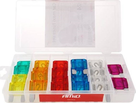 Изображение AMiO Bezpieczniki samochodowe MAXI w pudeko, mix 24 szt
