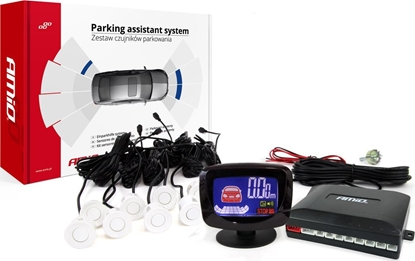 Picture of AMiO Zestaw czujników parkowania cofania led-graf 8 sensorów biae