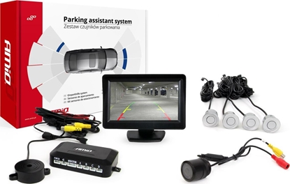 Picture of AMiO Zestaw czujników parkowania tft 4,3  z kamer hd-301-ir 4 sensory srebrne
