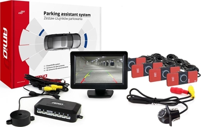 Picture of AMiO Zestaw czujników parkowania tft 4,3" z kamer hd-305 led 4 sensory czarne wewntrzne