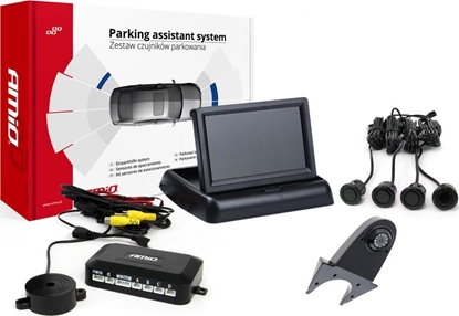 Picture of AMiO Zestaw czujników parkowania tft02 4,3" z kamer hd-502-ir 4 sensory czarne "gold"