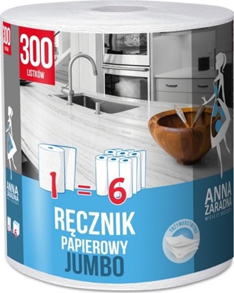 Picture of Anna Zaradna Ręcznik papierowy ANNA ZARADNA, jumbo, 300 listków, biały z niebieskim tłoczeniem