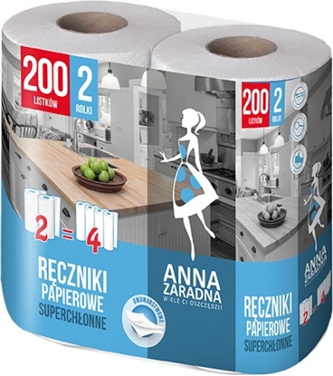 Picture of Anna Zaradna Ręczniki papierowe ANNA ZARADNA, 100 listków, 2 rolki, biały z niebieskim tłoczeniem