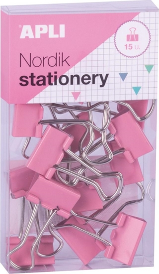 Picture of Apli Klipy do dokumentów APLI Nordik, 19 mm, 15 szt., pudeko z zawieszk, mix kolorów pastel