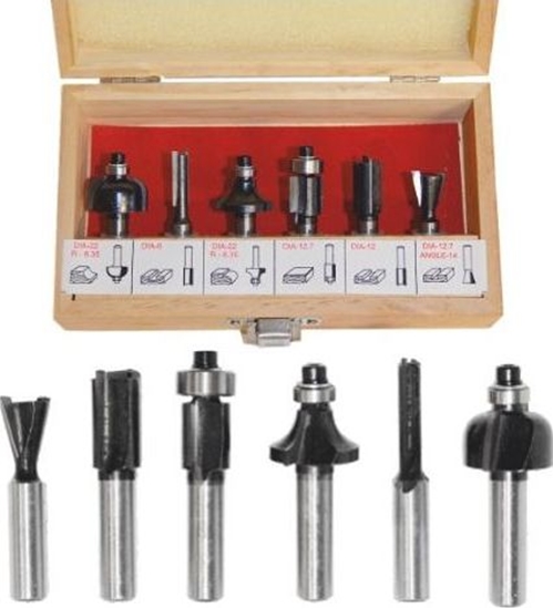 Изображение AWTools frezy do drewna, komplet 6 elementów trzpie 8mm (AW40512)