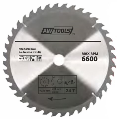 Attēls no AWTools Pia tarczowa do drewna 230 x 30/22/16mm 24z (AW48472)