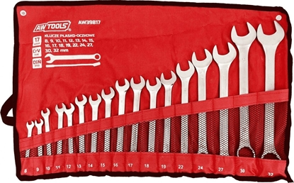 Изображение AWTools zestaw kluczy pasko-oczkowych 17 sztuk, 8mm-32mm, matowe (AW39817)