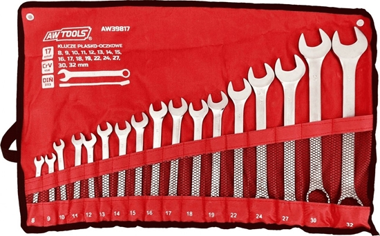 Изображение AWTools zestaw kluczy pasko-oczkowych 17 sztuk, 8mm-32mm, matowe (AW39817)