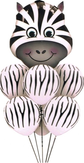 Изображение Balon zebra foliowy 60x70cm + 6 balonów