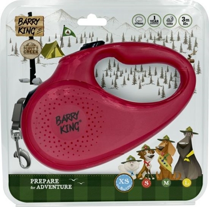 Изображение Barry King Smycz automatyczna dla psa czerwona XS - sznurek 3m, do 8kg