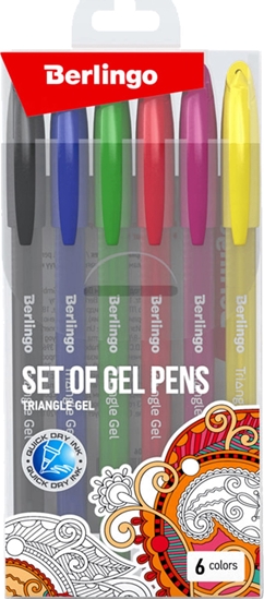 Изображение Berlingo Berlingo, Zestaw długopisów żelowych żelowych, color, 6szt, 0.5mm, Triangle gel