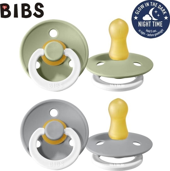 Picture of Bibs BIBS 2-PACK SAGE NIGHT & CLOUD NIGHT S Smoczek Uspokajajcy kauczuk Hevea
