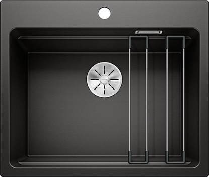 Изображение Zlewozmywak Blanco Etagon 6 Silgranit czarny z korkiem InFino + szyny (525890)