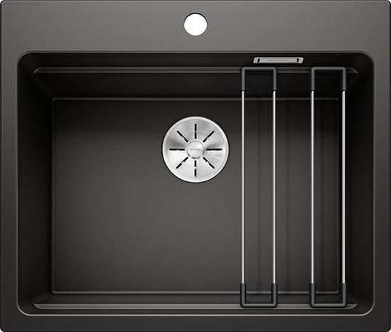 Изображение Zlewozmywak Blanco Etagon 6 Silgranit czarny z korkiem InFino + szyny (525890)