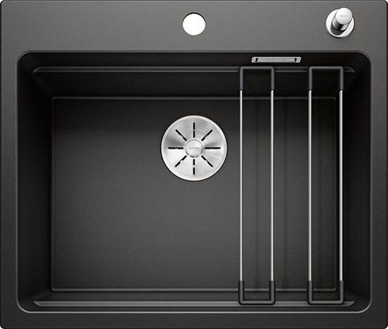 Изображение Zlewozmywak Blanco Etagon 6 Silgranit czarny z korkiem automatycznym InFino + szyny (525889)