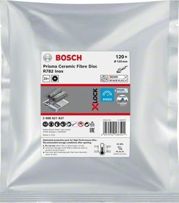 Attēls no Bosch BOSCH FIBRA KREK X-LOCK INOX 125 gr.120 R782 /25szt. B2608621827