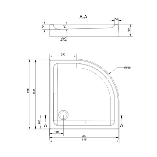 Picture of Brodzik Cersanit Tako póokrgy narony 90 cm x 90 cm (S204-004)