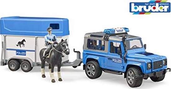 Picture of Bruder Land Rover Defender Policja z przyczepą dla konia, figurką konia i policjanta (02588)