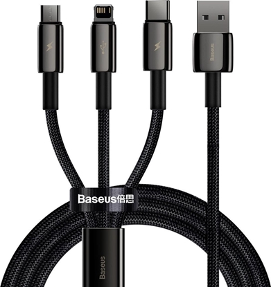 Picture of Baseus 3in1 Tungsten Gold USB to Micro USB / USB-C / Lightning Cable 1.5m