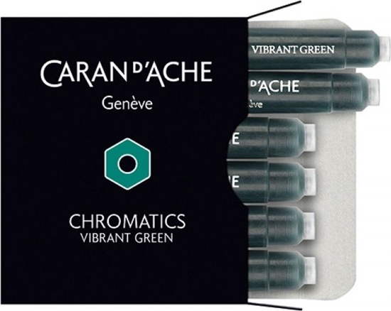 Изображение Caran d`Arche Naboje atramentowe Chromatics ciemny zielony 6 sztuk
