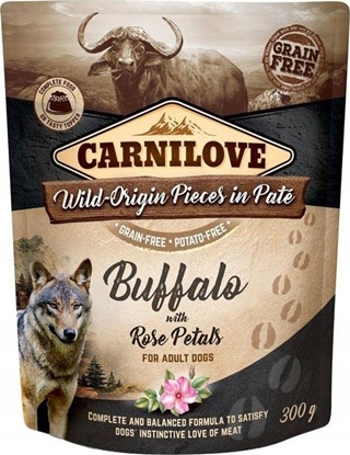 Picture of Carnilove Dog Pouch Bufallo Rose Petals - bezzboowa mokra karma dla psa, bawó i patki ró, saszetka 300g uniwersalny