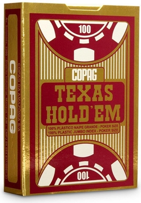 Picture of Cartamundi Texas Hold'em 100% plastic jumbo czerwony (220884)