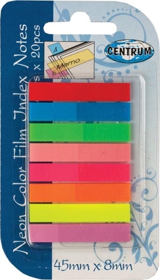 Picture of Centrum ZAKADKI INDEKSUJCE CENTRUM PP 45X8MM NEONOWE 8 KOLORÓW PO 20 KARTECZEK