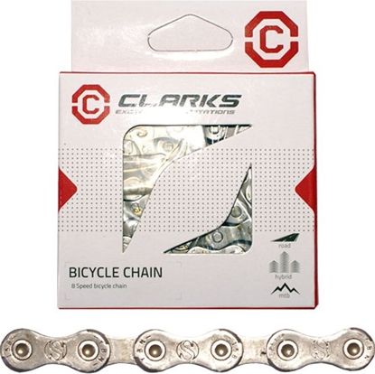 Picture of Clarks acuch rowerowy YBN C8 SHIMANO CAMPAGNOLO SRAM (8 Biegów, CP 1/2"x3/32", 116 ogniw, 7.1mm, spinka do acucha) Standard srebrny