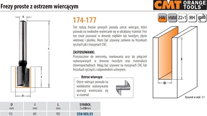 Изображение Taisnā pirkstfrēze CMT; S=8 mm; D=10 mm