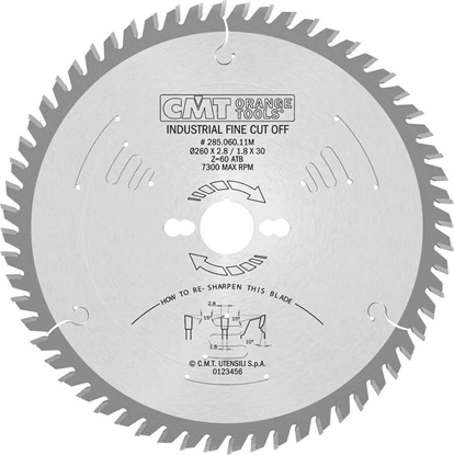 Picture of Griešanas disks kokam CMT 285; 260x2,8x30; Z60; 10°