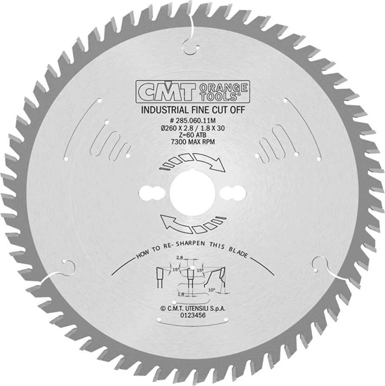 Picture of Griešanas disks kokam CMT 285; 260x2,8x30; Z60; 10°