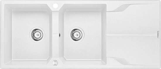 Изображение Zlewozmywak Deante ZLEW.ANDANTE ALABASTER GRANIT 2K Z/O 1160x500x210, 3,5"+SPACE SAVER