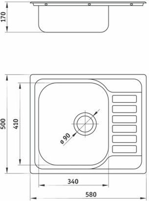 Attēls no Zlewozmywak Deante Zlewozmywak 1-komorowy SOUL z ociekaczem 58x50cm stal len ZEO 311A