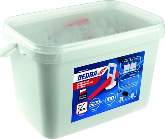 Picture of Dedra Zestaw do poziom. pytek 300klipsów+100klinów w wiaderku 5L