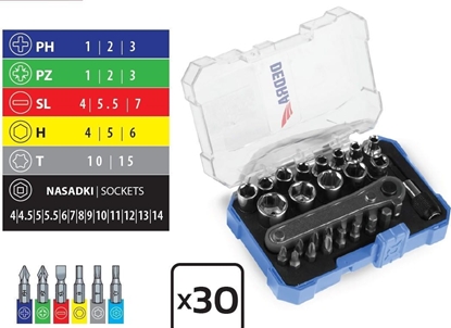 Picture of Dedra Zestaw kocówek wkrtakowych i nasadek 30szt, pudeko plast